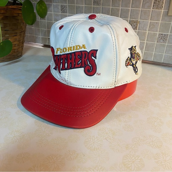 Vintage Florida Panthers leather Snapback NHL Modern made USA trucker ball cap - Picture 5 of 9